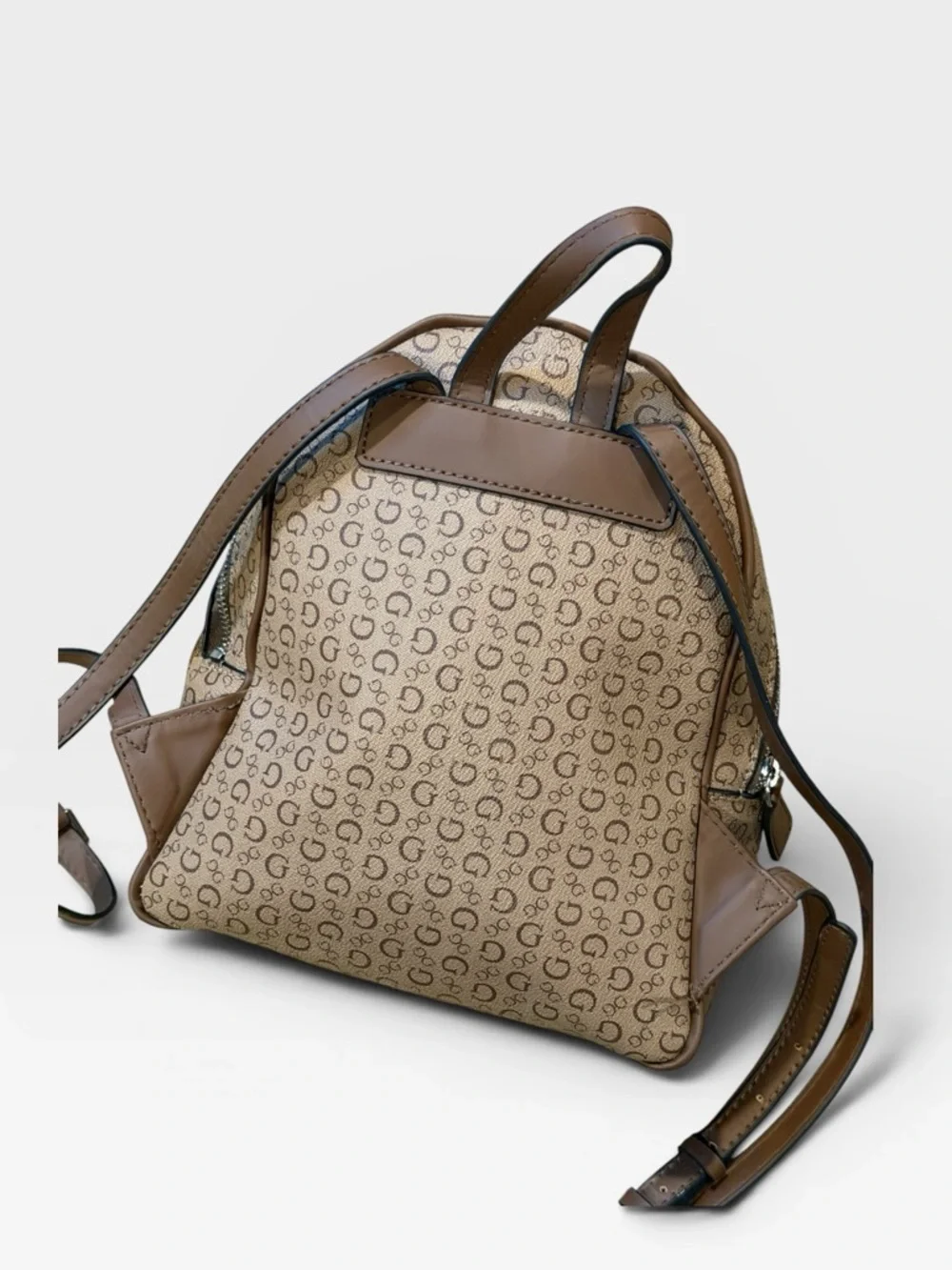 Guess Tan Monogram Mini Backpack